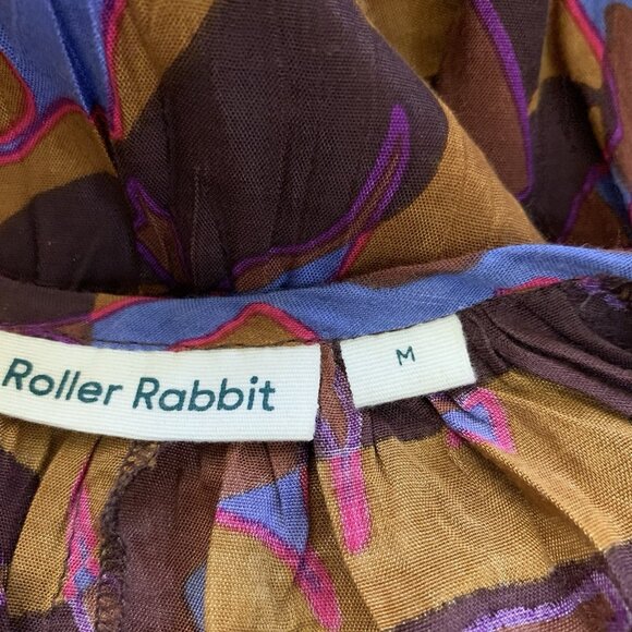 Roller Rabbit Women’s Blouse Medium Multicolor Abstract Print 100% Viscose - Picture 5 of 6